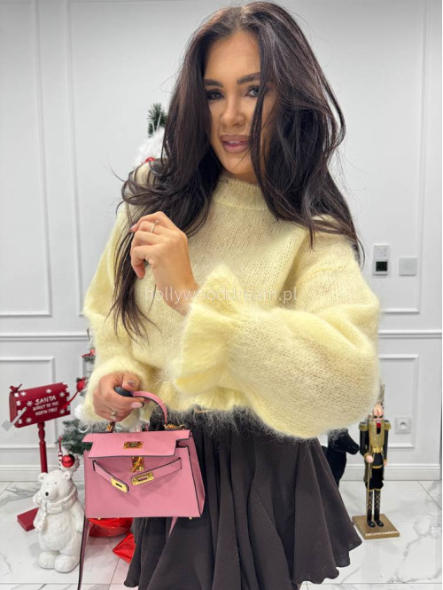 Żółty sweter z moherem i falbanką Cute 06 - photo #2