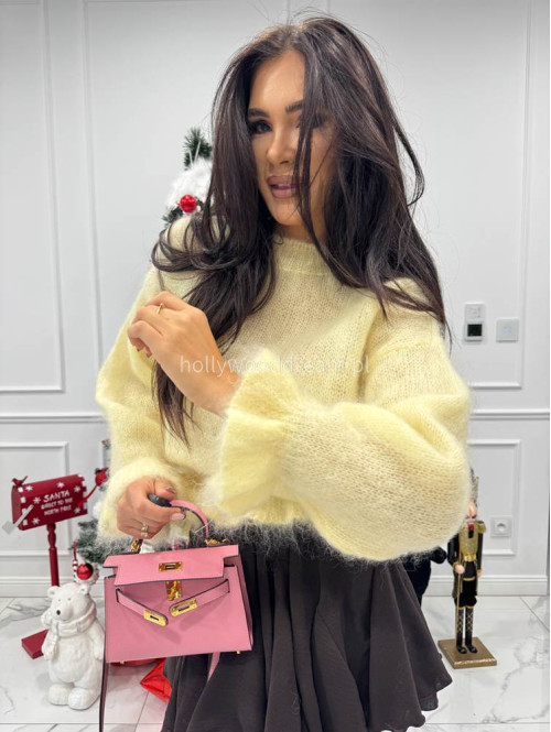 Żółty sweter z moherem i falbanką Cute 06 - photo #3