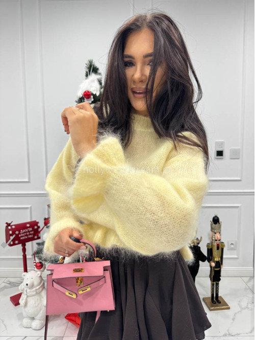 Żółty sweter z moherem i falbanką Cute 06 - photo #4