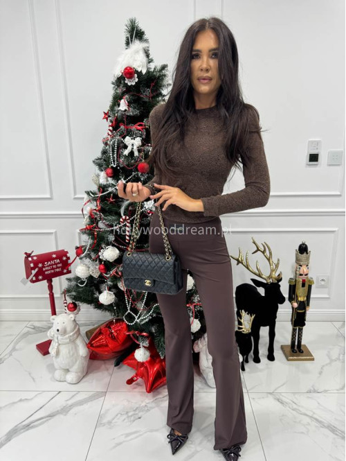 Brązowa bluzka we wzór kwiatów VICTORIA 09 - photo #5