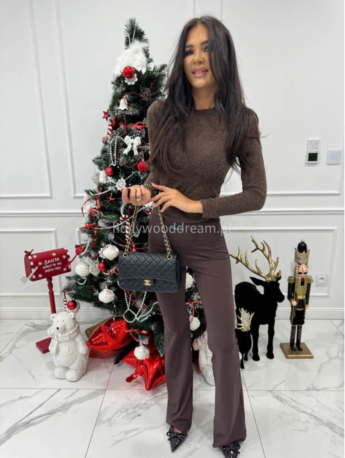 Brązowa bluzka we wzór kwiatów VICTORIA 09 - photo #6