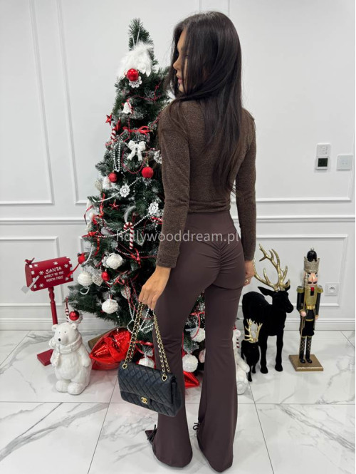 Brązowa bluzka we wzór kwiatów VICTORIA 09 - photo #7