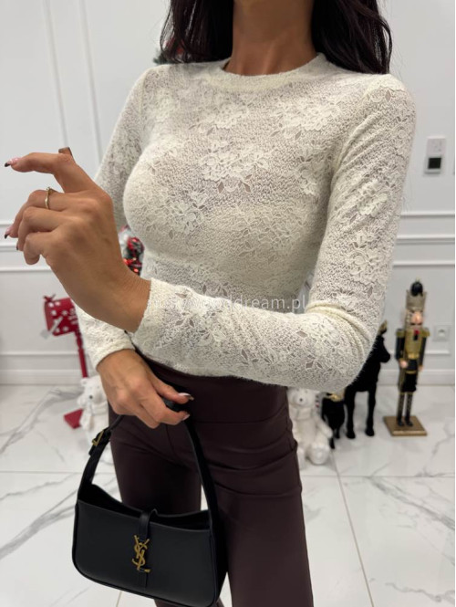 Kremowa bluzka we wzór kwiatów VICTORIA 09 - photo #1