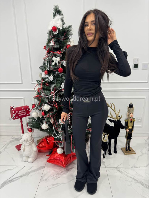 Czarna bluzka bawełniana z różami na rękawie Róża 19 - photo #2