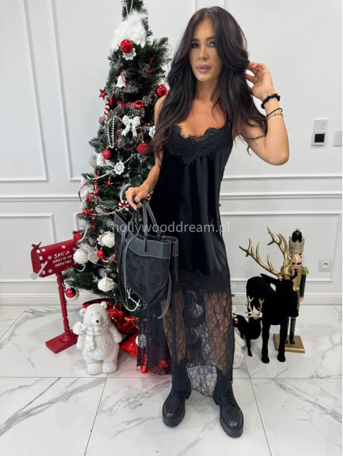 Czarna torebka duża zamszowa ze wstawkami skórzanymi LEATHER - photo #4