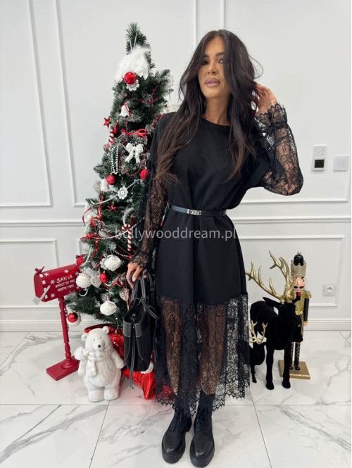 Czarna torebka duża zamszowa ze wstawkami skórzanymi LEATHER - photo #5