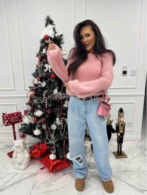 Cukierkowy róż sweter moherowy z bufiastymi rękawami SWEETHEART 24,02 - photo #2