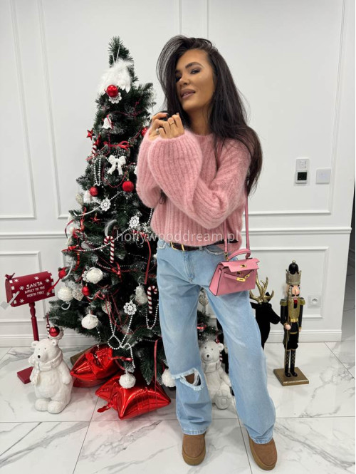 Cukierkowy róż sweter moherowy z bufiastymi rękawami SWEETHEART 24,02 - photo #3