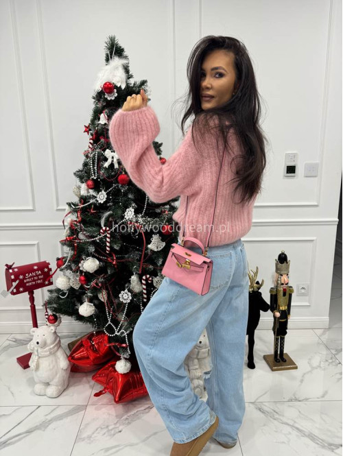 Cukierkowy róż sweter moherowy z bufiastymi rękawami SWEETHEART 24,02 - photo #4