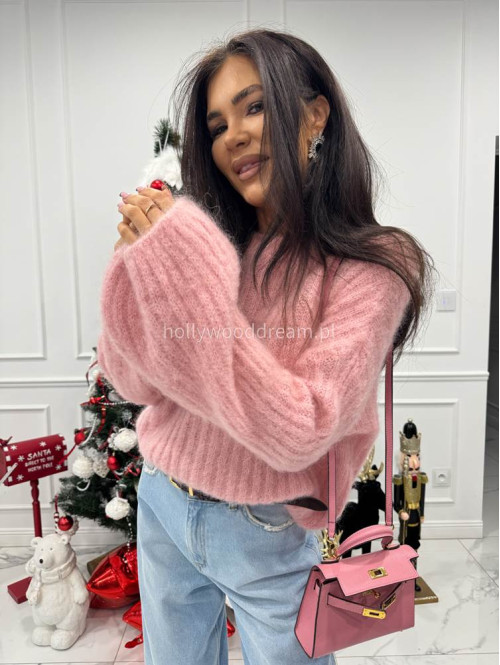 Cukierkowy róż sweter moherowy z bufiastymi rękawami SWEETHEART 24,02 - photo #6