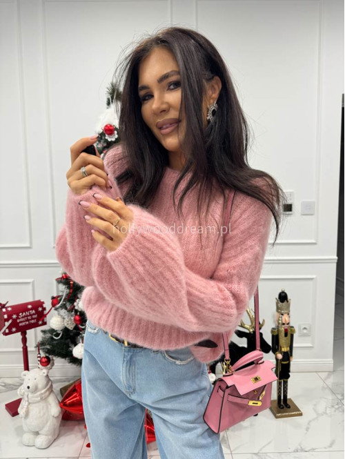 Cukierkowy róż sweter moherowy z bufiastymi rękawami SWEETHEART 24,02 - photo #7