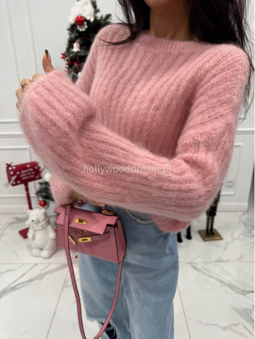 Cukierkowy róż sweter moherowy z bufiastymi rękawami SWEETHEART 24,02 - photo #8