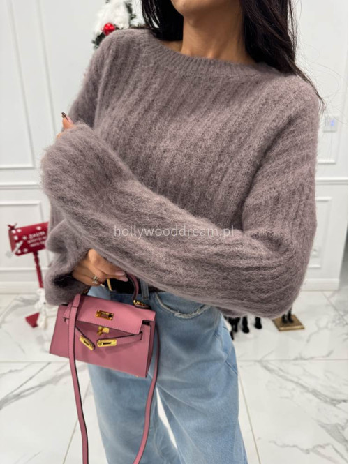 Mokka sweter moherowy z bufiastymi rękawami SWEETHEART 24,02 - photo #1