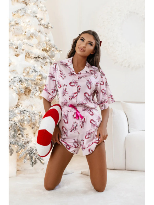 Różowa piżama z wiskozą w cukrowe laski Sleepy Dreams 121