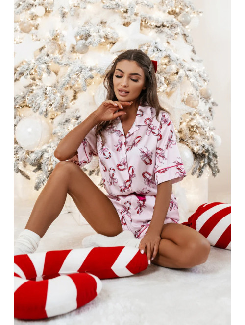 Różowa piżama z wiskozą w cukrowe laski Sleepy Dreams 121 - photo #1