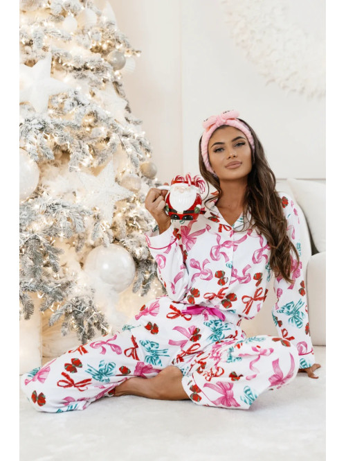 Kremowa piżama z wiskozą w kolorowe kokardki Sweet Bows 121