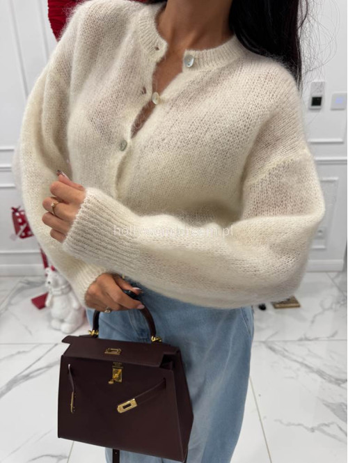 Kremowy sweter moherowy zapinany na guziki MATT 17 - photo #1