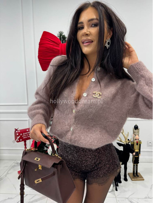 Mokka sweter moherowy zapinany na guziki MATT 17 - photo #4