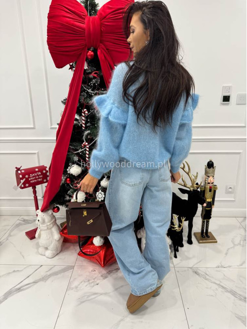 Błękitny sweter moherowy z falbaną SUZIE 17 - photo #2