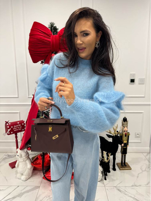 Błękitny sweter moherowy z falbaną SUZIE 17 - photo #3