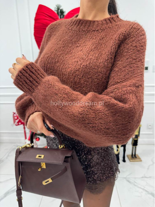Ceglasto-brązowy sweter oversize KSAWERY 06 - photo #6