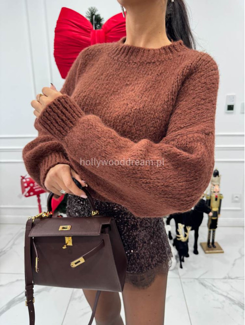 Ceglasto-brązowy sweter oversize KSAWERY 06 - photo #7