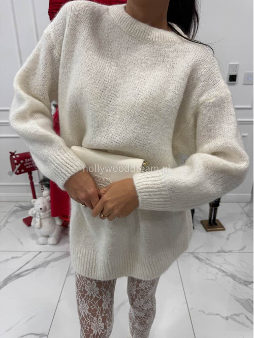 Kremowa sukienka mini oversize z moherem ELIZABETH 52 - photo #6