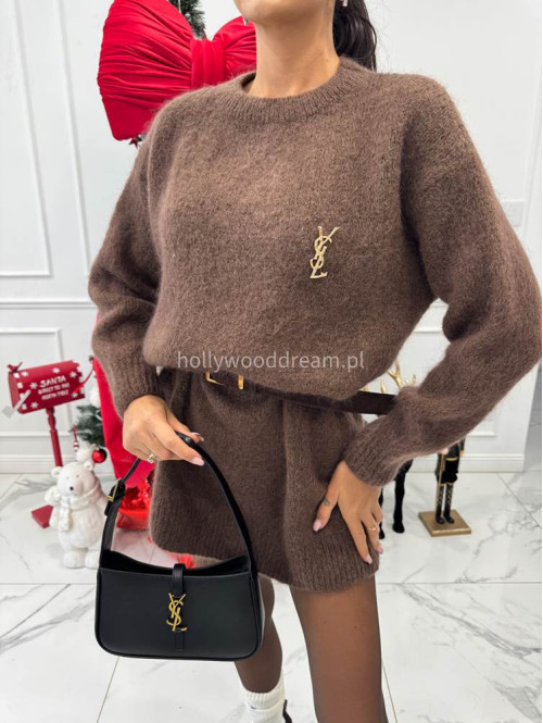 Jasno brązowa sukienka mini oversize z moherem ELIZABETH 52 - photo #1