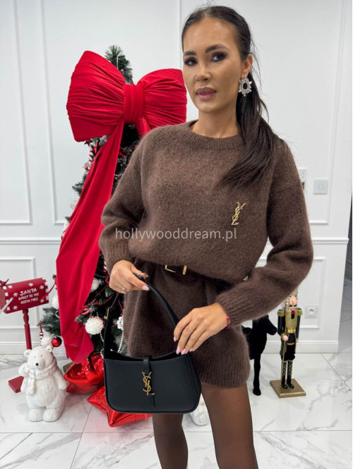 Jasno brązowa sukienka mini oversize z moherem ELIZABETH 52 - photo #3