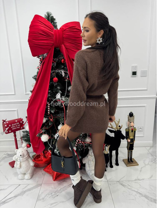 Jasno brązowa sukienka mini oversize z moherem ELIZABETH 52 - photo #9