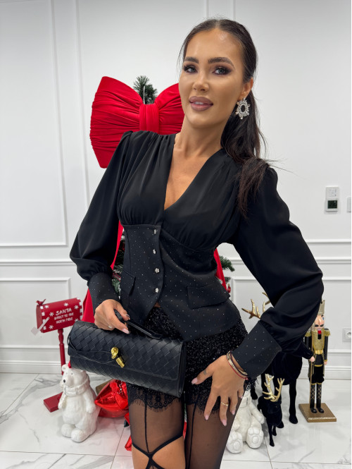 Czarne spodenki cekinowe z koronką Claudia 19 - photo #2