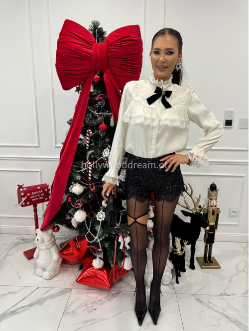 Czarne spodenki cekinowe z koronką Claudia 19 - photo #17