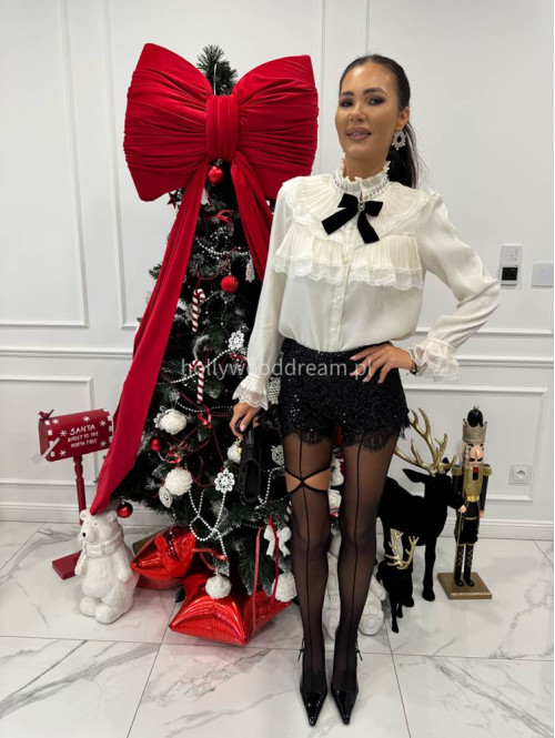 Czarne spodenki cekinowe z koronką Claudia 19 - photo #18