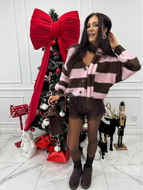 Brązowe spodenki cekinowe z koronką Claudia 19 - photo #6