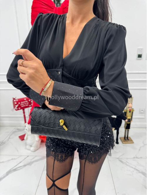 Czarna koszula szyfonowa z guzikami EMILY 17 - photo #1