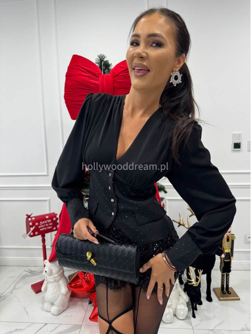 Czarna koszula szyfonowa z guzikami EMILY 17 - photo #3