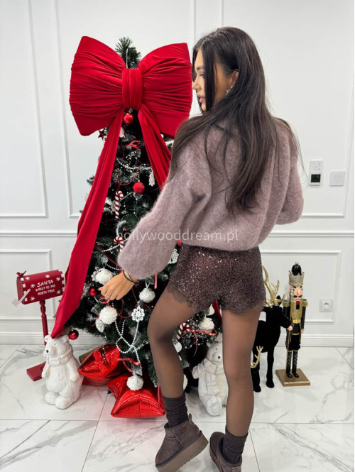 Mokka sweter moherowy zapinany na jeden guzik FLUFFY 52 - photo #3