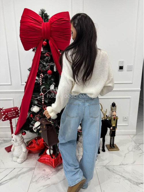 Kremowy sweter z alpaki z falbaną  na rękawie ALBEA 52 - photo #7