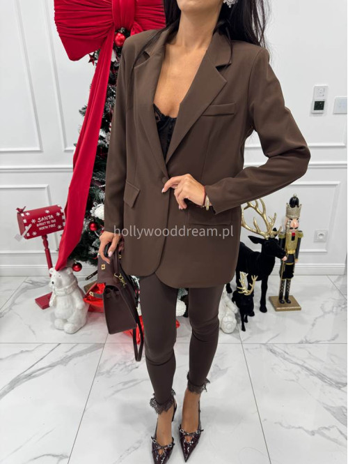 Czekoladowa marynarka zapinana na jeden guzik KORNELIA 19 - photo #53