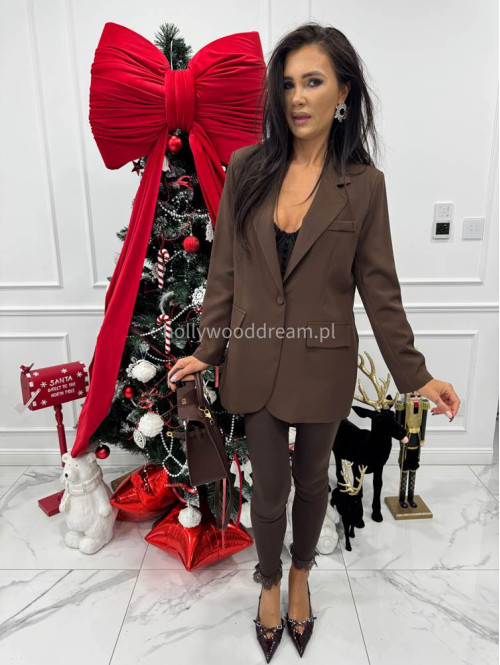 Czekoladowa marynarka zapinana na jeden guzik KORNELIA 19 - photo #54