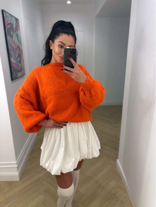 Pomarańczowy neonowy sweter oversize KSAWERY 06 - photo #7