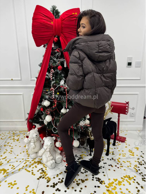 Czekoladowa kurtka puchowa z wstawkami z eko skóry JOHN 37 - photo #7