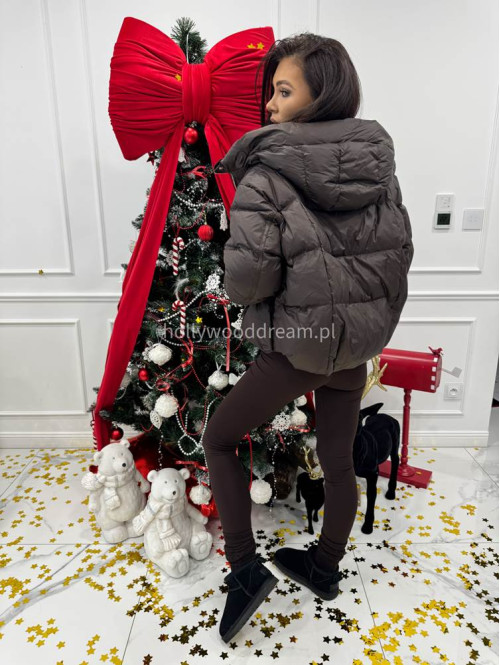 Czekoladowa kurtka puchowa z wstawkami z eko skóry JOHN 37 - photo #8