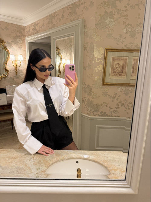 Biała koszula elegancka z krawatem ESSENTIAL 25 - photo #11