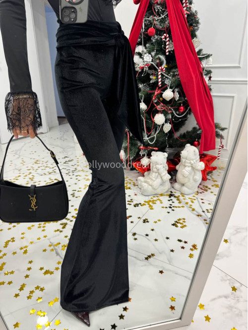 Czarne spodnie welurowe Chantal 173 - photo #6