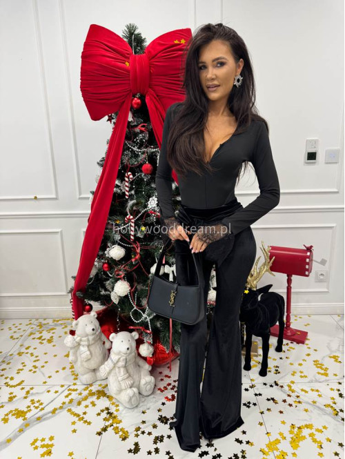 Czarne body zapinane na zamek wykończone koronką Ralph 17 - photo #1