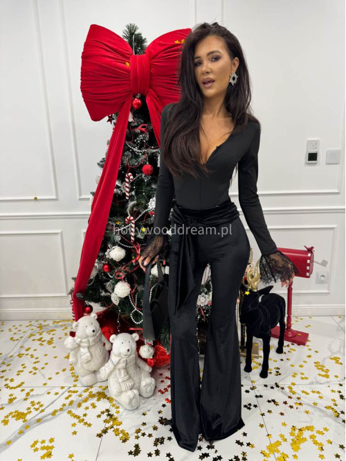 Czarne body zapinane na zamek wykończone koronką Ralph 17 - photo #2