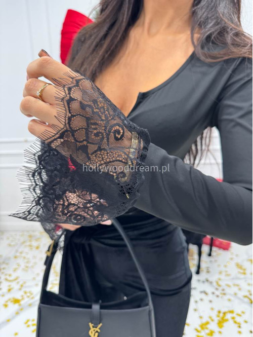 Czarne body zapinane na zamek wykończone koronką Ralph 17 - photo #7