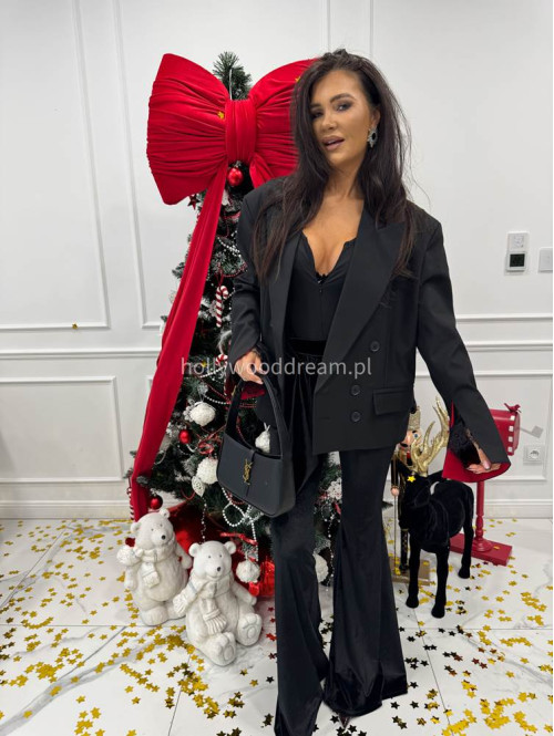 Czarna marynarka oversize z czerwonymi mankietami ELEGANCE 25 - photo #1