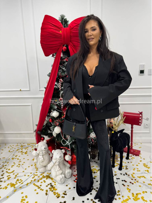 Czarna marynarka oversize z czerwonymi mankietami ELEGANCE 25 - photo #2